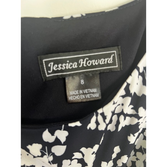 Jessica Howard Navy White Floral Sleeveless Midi Dress Size 8 - Picture 5 of 8